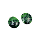 Rose Cut Green Sapphire Gemstone Slices: Natural Untreated Jewelry Pair