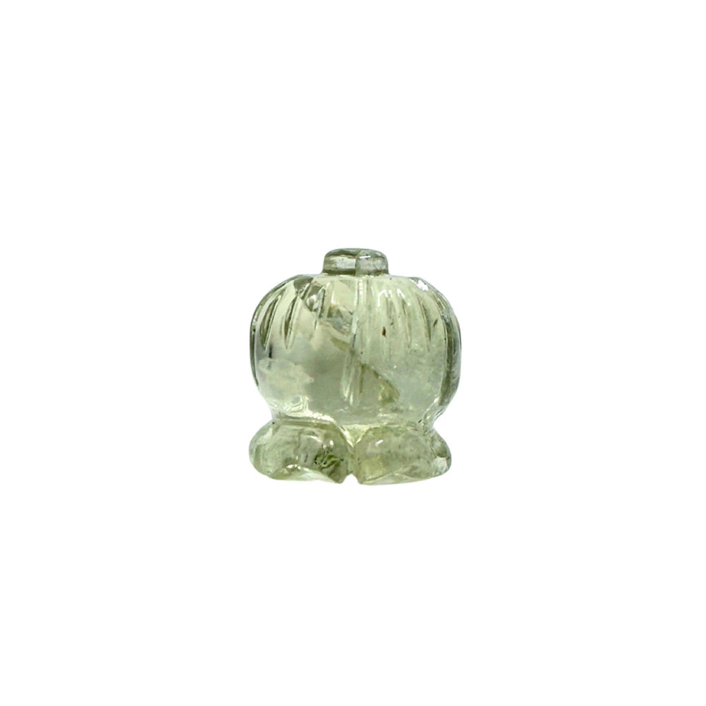 Hand-Carved Green Amethyst Lotus Gemstone, Prasiolite Carving