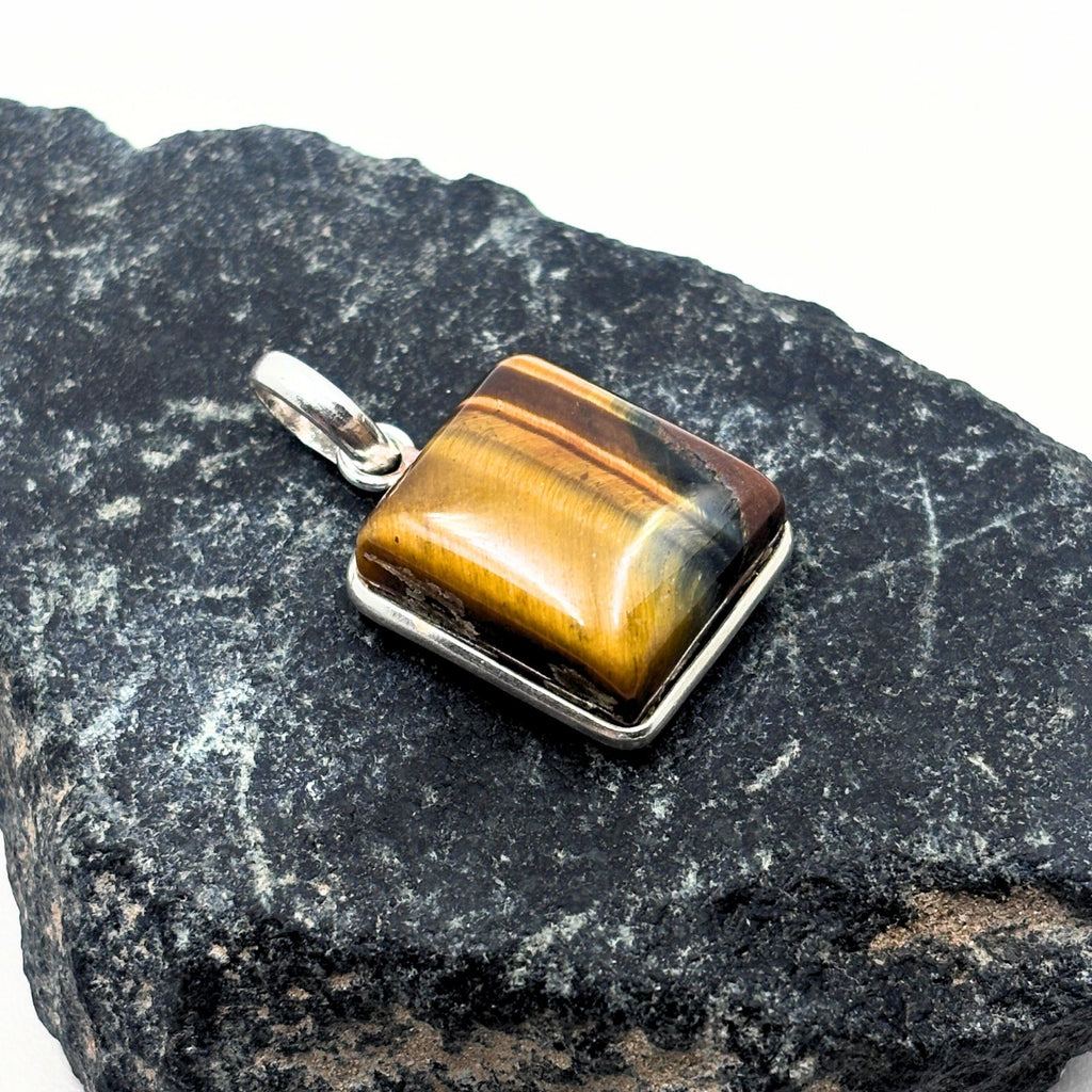 Tiger Eye Pendant Necklace, 925 Sterling Silver Natural Gemstone Protection Necklace, Healing Crystal Gift for Her