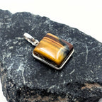 Tiger Eye Pendant Necklace, 925 Sterling Silver Natural Gemstone Protection Necklace, Healing Crystal Gift for Her