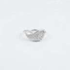 Sterling Silver CZ Leaf Ring, Pavé Curved Open Band, Boho Nature Jewelry