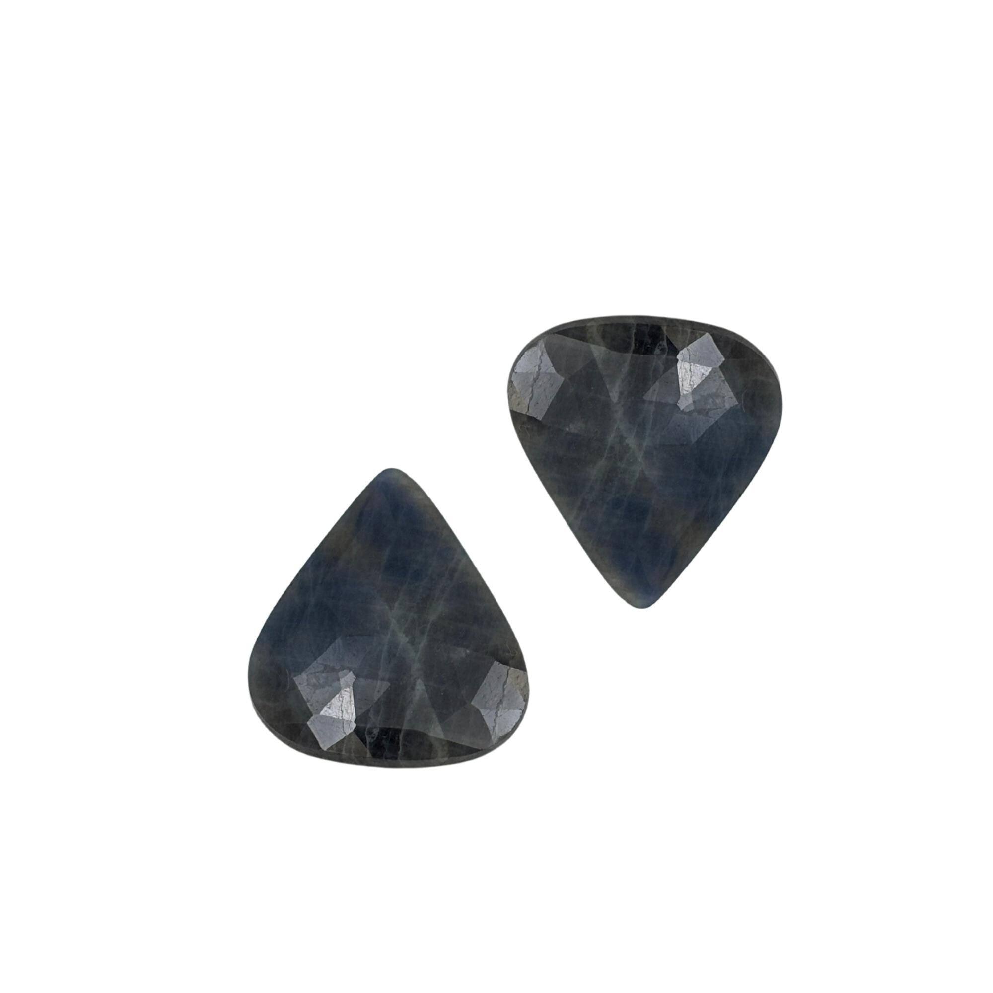 Rose Cut Sapphire Gemstone Slices: Natural Untreated Pair for Jewelry