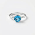 Blue Topaz Sterling Silver Ring: Handmade Minimalist Birthstone Jewelry