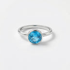 Blue Topaz Sterling Silver Ring: Handmade Minimalist Birthstone Jewelry