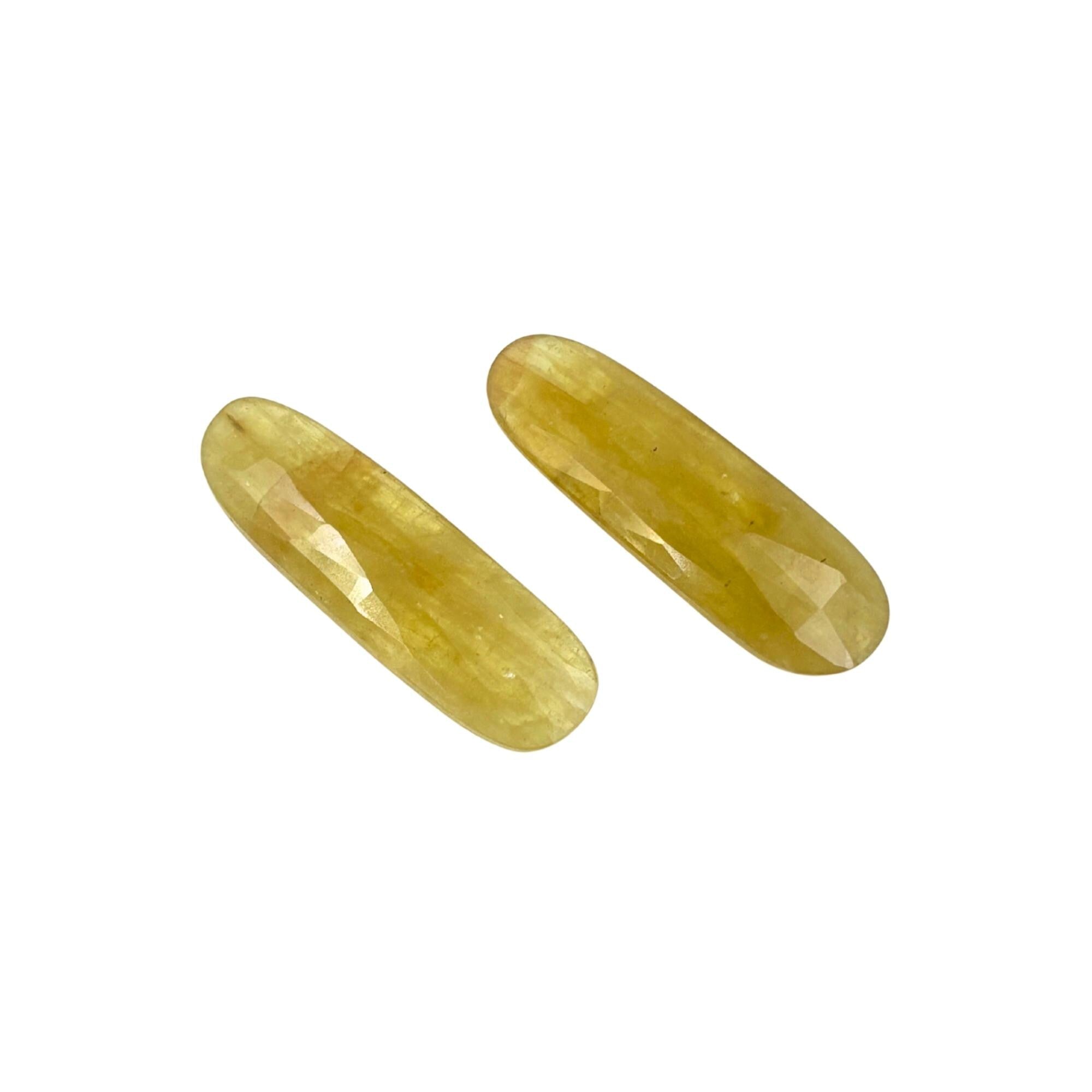 Rose Cut Sapphire Slices Pair: Natural Untreated Gemstone, Jewelry Making