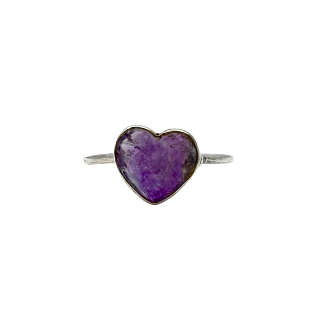 Amethyst Heart Sterling Silver Ring: Handmade February Birthstone