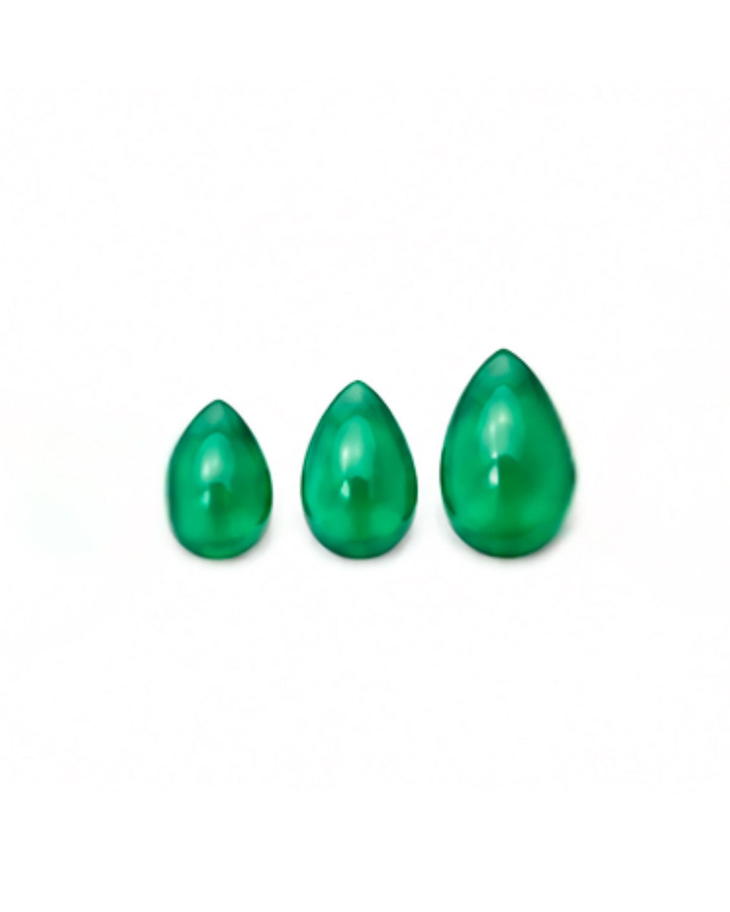 Natural Green Onyx Cabochons Smooth Pear Shape Loose Gemstone Cabs for Jewelry Making