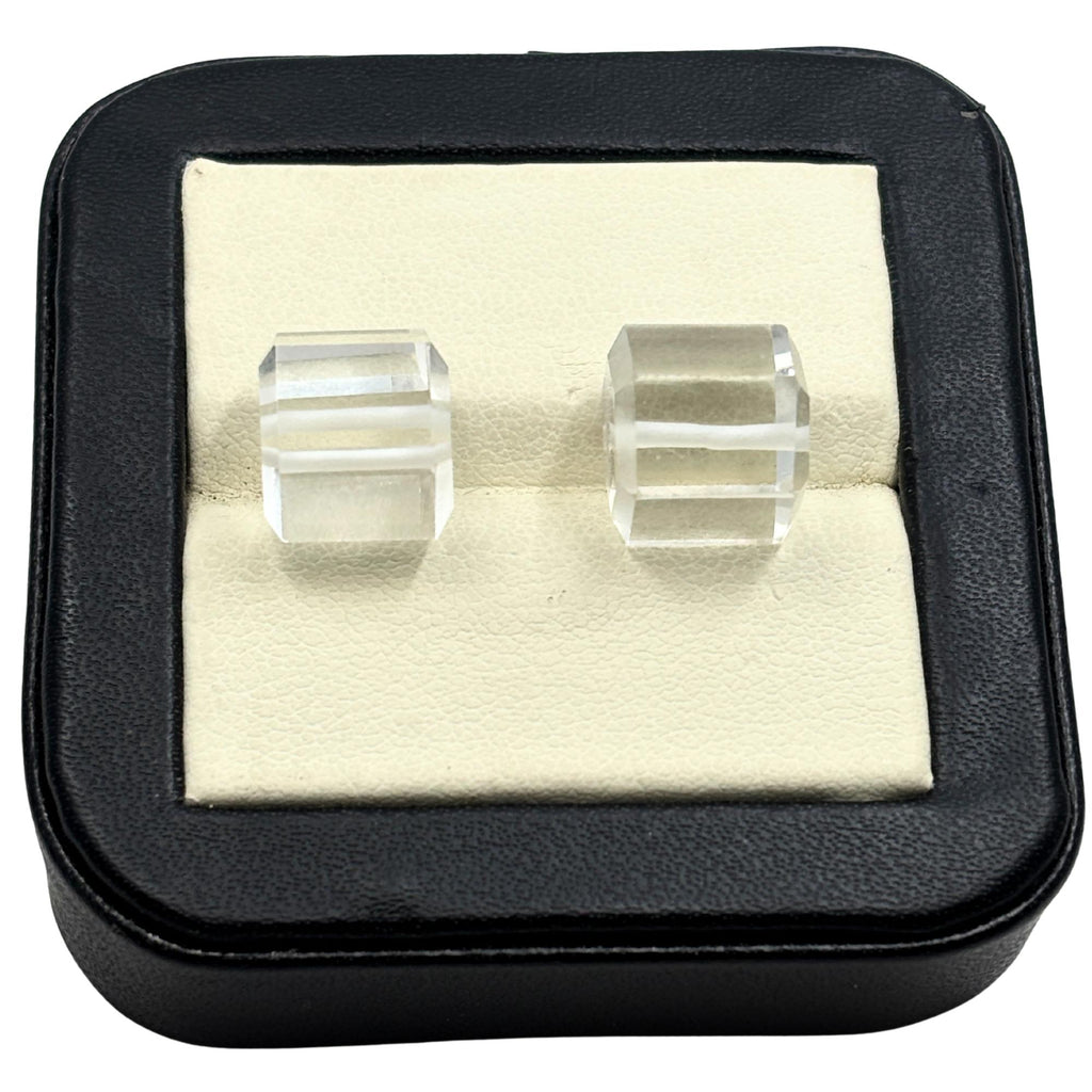 Clear Quartz 10mm Dice Beads Pair, Faceted Square Gemstone