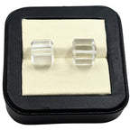 Clear Quartz 10mm Dice Beads Pair, Faceted Square Gemstone