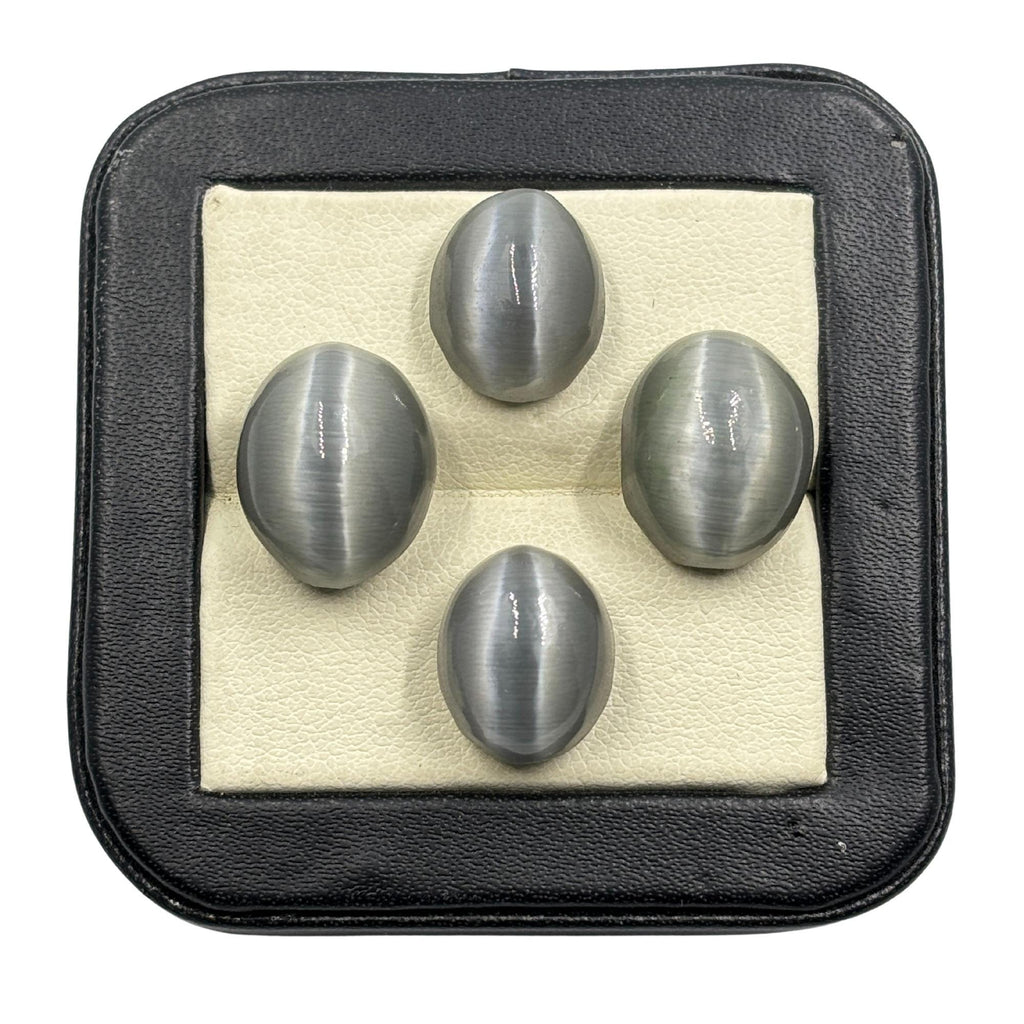 Grey Cat's Eye Quartz Cabochon, Oval Gemstone (13x11, 15x12 MM)