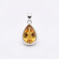 Pear Citrine Sterling Silver Pendant – November Birthstone Golden Teardrop Charm