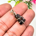 Smoky Quartz Teddy Bear Pendant in 925 Sterling Silver – Carved Crystal Gummy Bear Necklace Charm, Dark Gemstone Jewelry Gift for Her