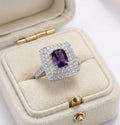 Amethyst CZ Halo Ring: Sterling Silver & Cubic Zirconia