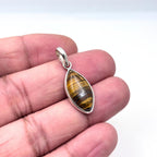 Tiger Eye Pendant Necklace, 925 Sterling Silver Boho Protection Amulet, Healing Crystal Jewelry Gift for Her