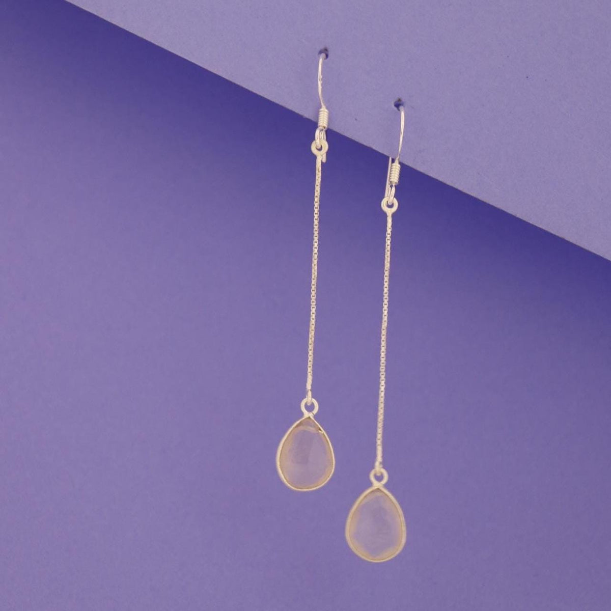 Rose Quartz Pear Drop Earrings | Sterling Silver Dangle Jewelry