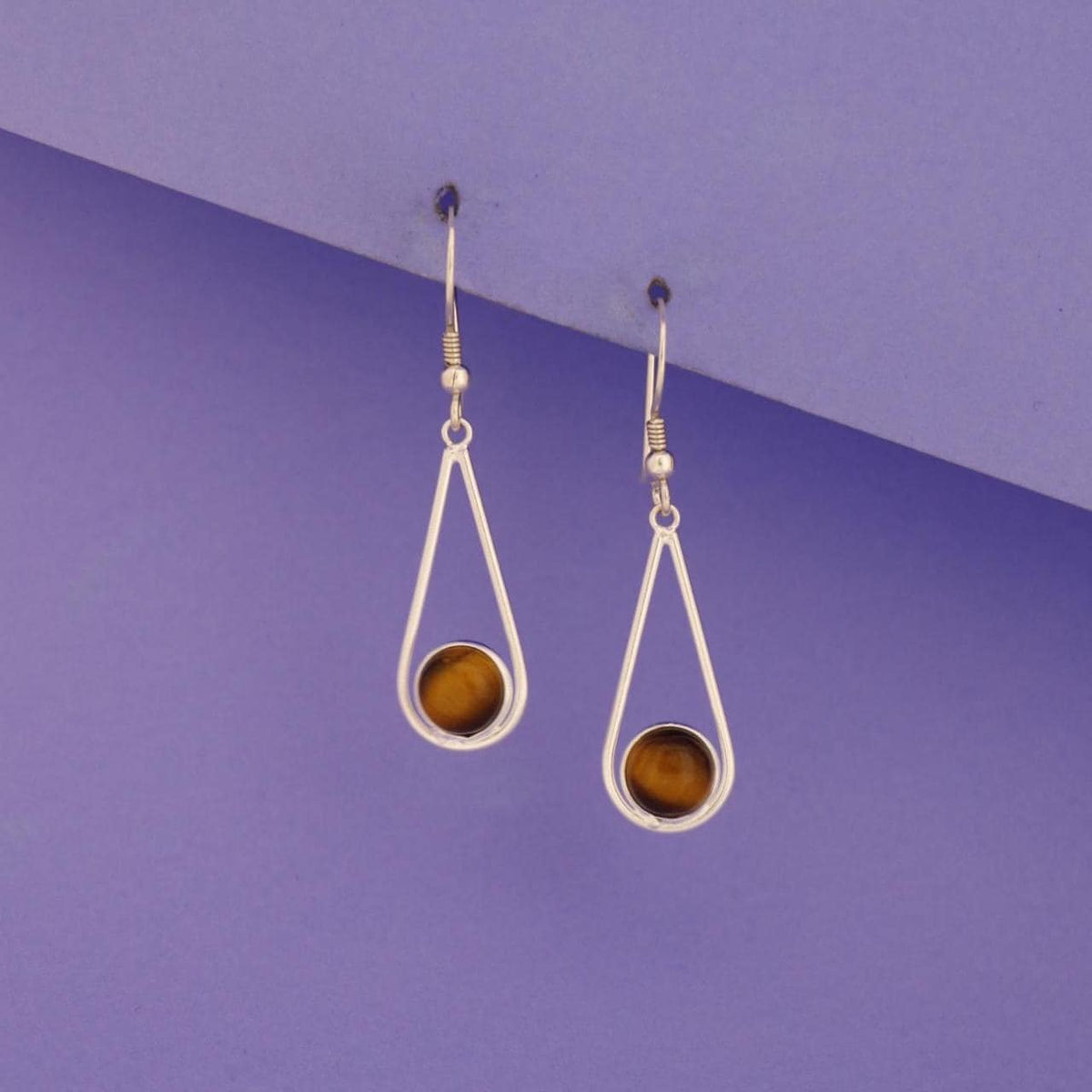 Tiger Eye Teardrop Earrings | Sterling Silver Boho Dangle Jewelry