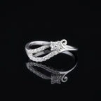 925 Sterling Silver CZ Wave Ring, Swirl Flower Band, Minimalist Stacking Promise Ring