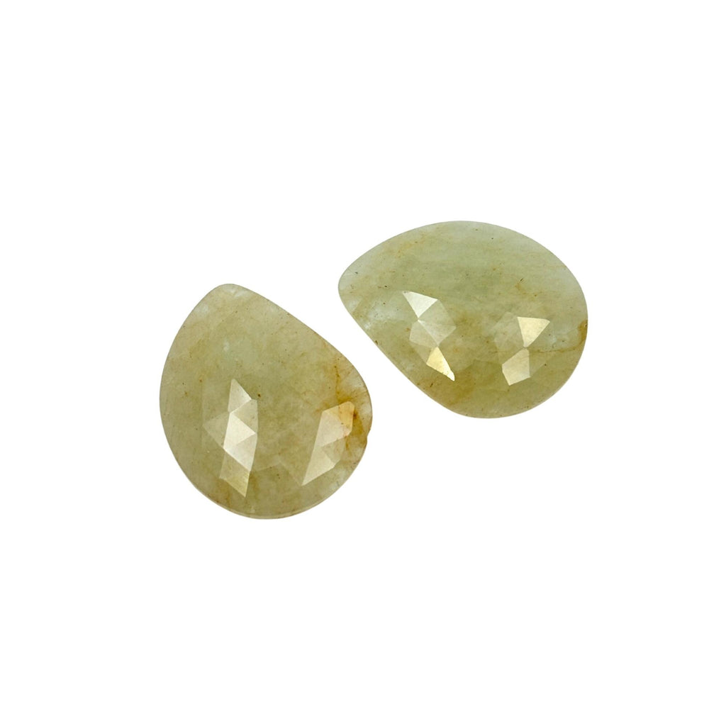 Untreated Sapphire Gemstone Slices: Rose Cut Pair, Flat Back