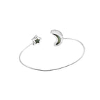 Sterling Silver Labradorite Moon Star Cuff Bangle | Celestial Boho Adjustable Bracelet