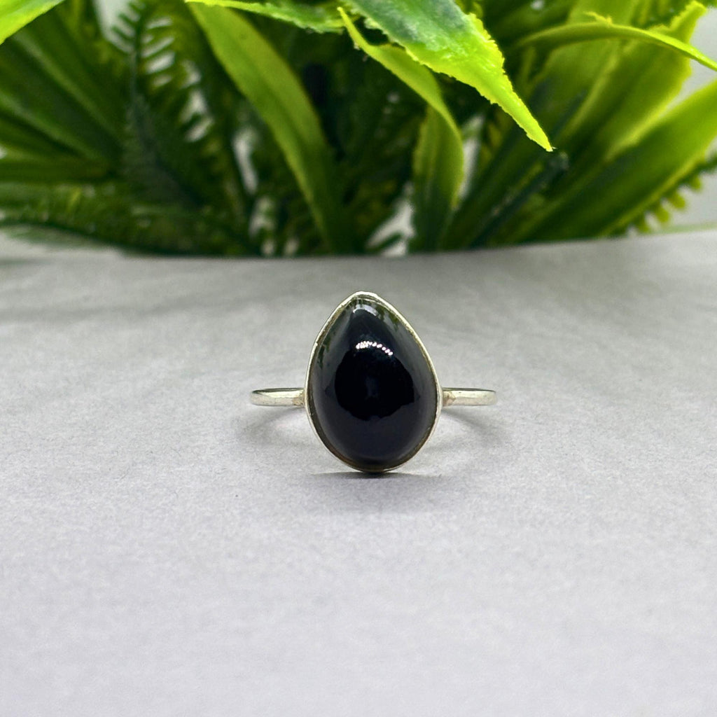 Natural Onyx Pear Ring | 925 Sterling Silver | Gemstone Band | Handmade Ring Jaipur
