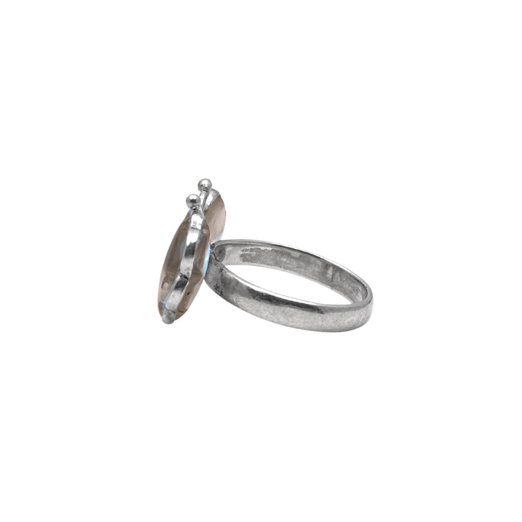 Rose Quartz Butterfly Ring: Sterling Silver Gemstone Statement Jewelry