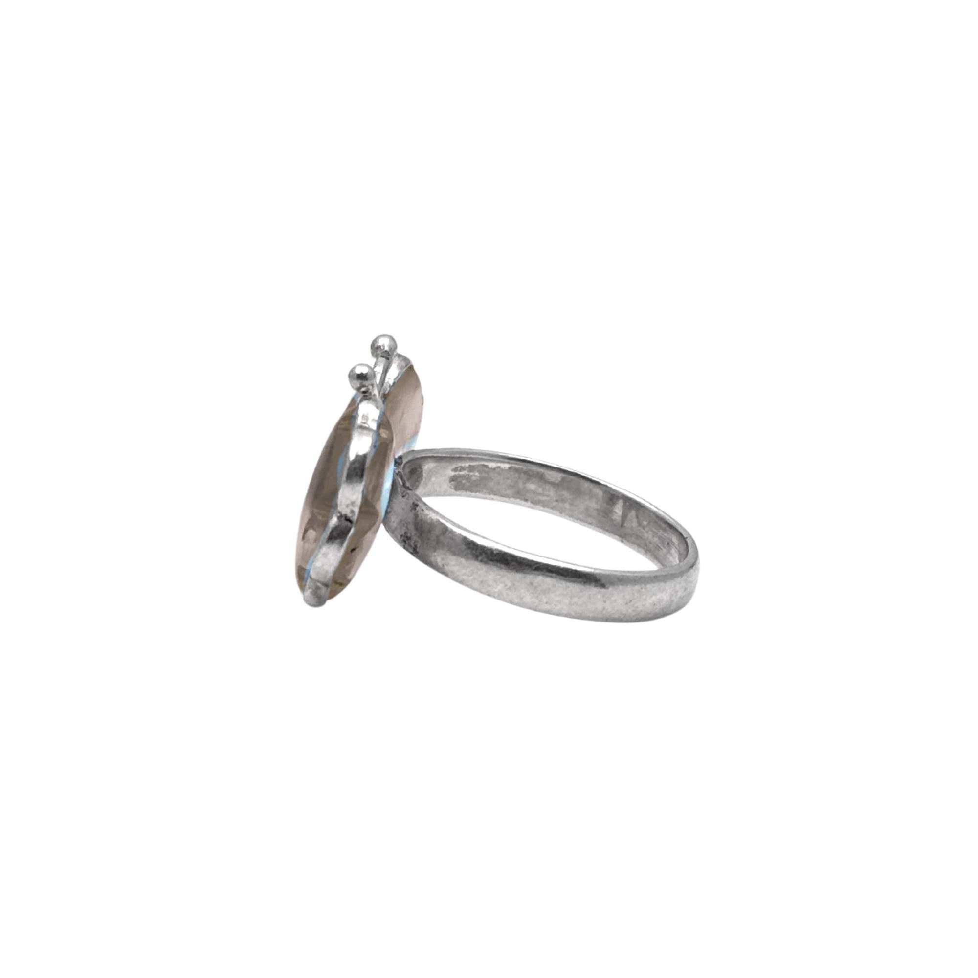 Rose Quartz Butterfly Ring: Sterling Silver Gemstone Statement Jewelry