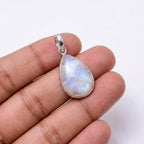 Teardrop Moonstone Pendant – 925 Sterling Silver Boho Necklace