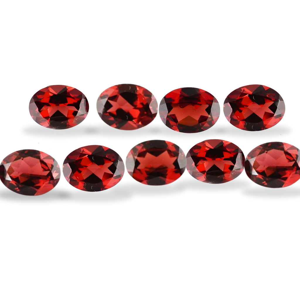 Natural Red Garnet Gemstone: 8*6mm Faceted Oval Cut, Loose Stones (5 PCS Lot)