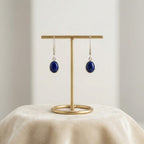 Lapis Lazuli Oval Drop Earrings | Sterling Silver Boho Dangle Jewelry