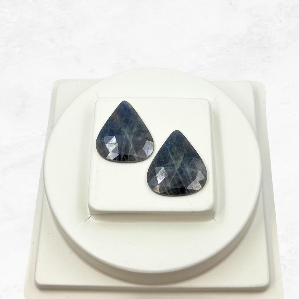 Rose Cut Sapphire Gemstone Slices: Natural Untreated Pair for Jewelry