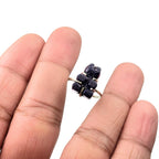 Sterling Silver Black Sunstone Teddy Bear Ring: Hand Carved Gemstone