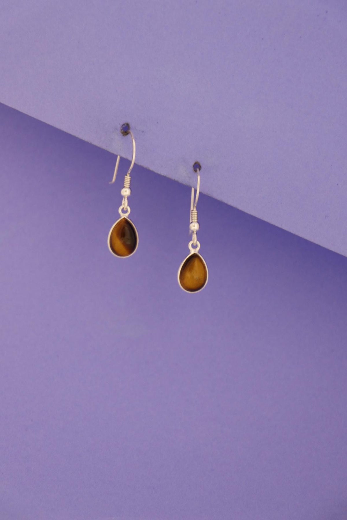 Tiger Eye Pear Drop Earrings | Sterling Silver Teardrop Gemstone Dangle