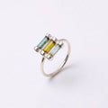 Raw Green Tourmaline Bar Ring: Sterling Silver October Birthstone