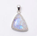 Sterling Silver Trillion Moonstone Pendant – Minimalist Boho Gemstone Necklace