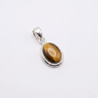 Tiger Eye Pendant Necklace, 925 Sterling Silver Golden Brown Crystal Necklace, Healing Gemstone Jewellery Gift for Her
