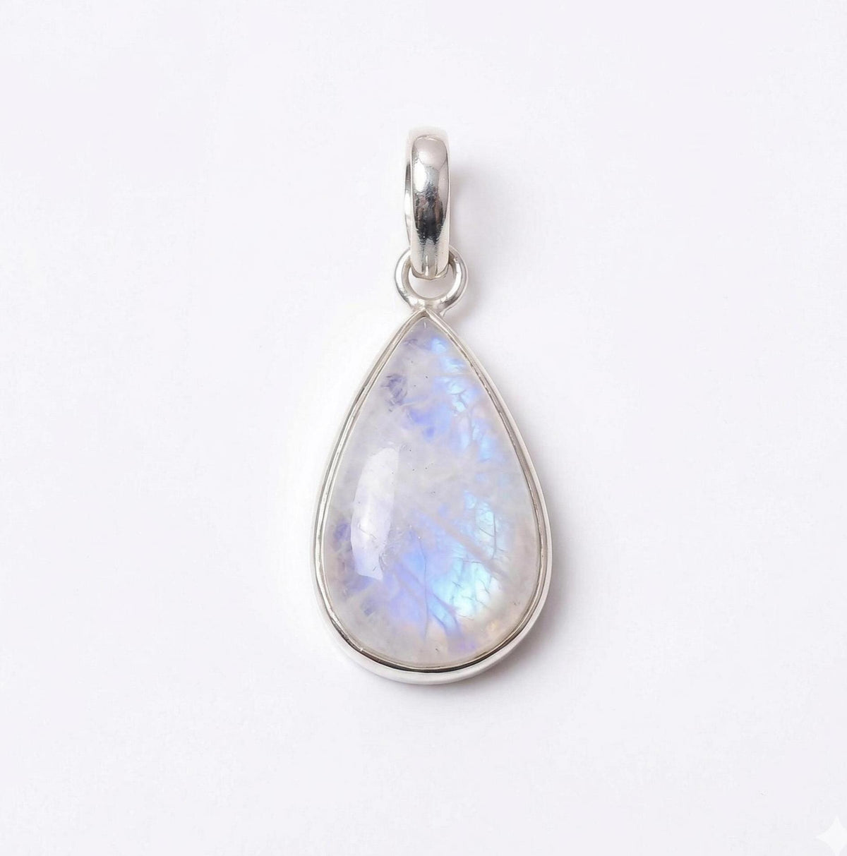Teardrop Moonstone Pendant – 925 Sterling Silver Boho Gemstone Necklace