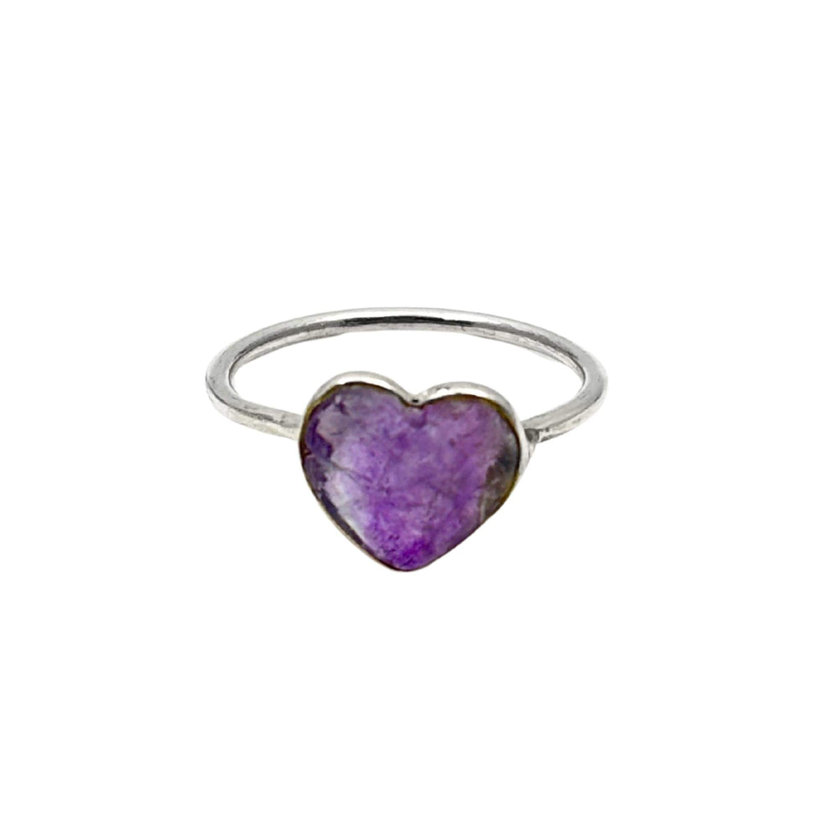 Amethyst Heart Sterling Silver Ring: Handmade February Birthstone