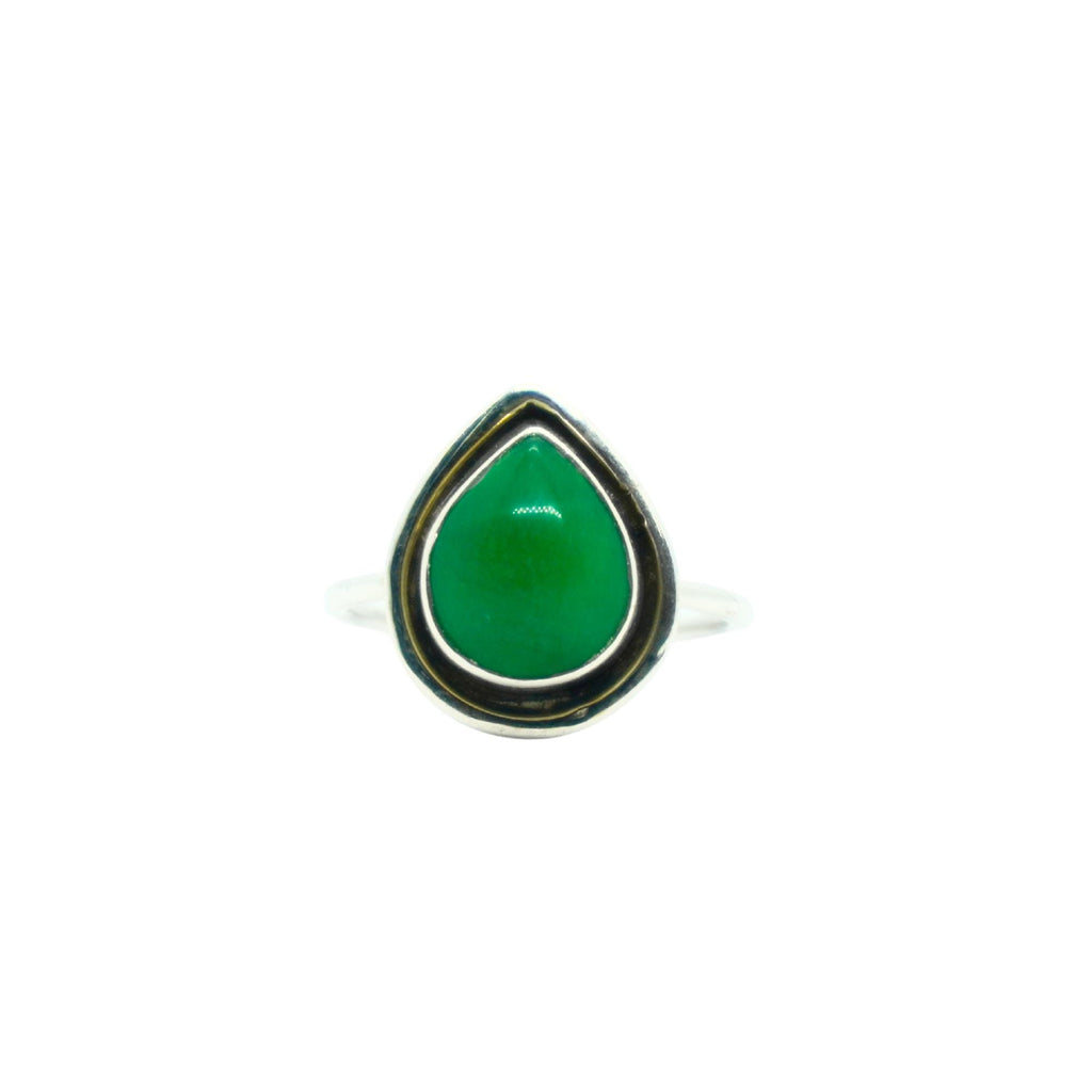 Natural Green Onyx Ring | 925 Sterling Silver | Boho Gemstone Band | Handmade Jaipur