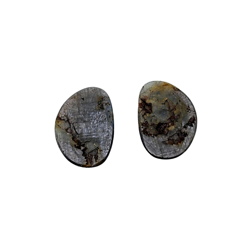Untreated Sapphire Gemstone Pair: Rose Cut Slices for Jewelry