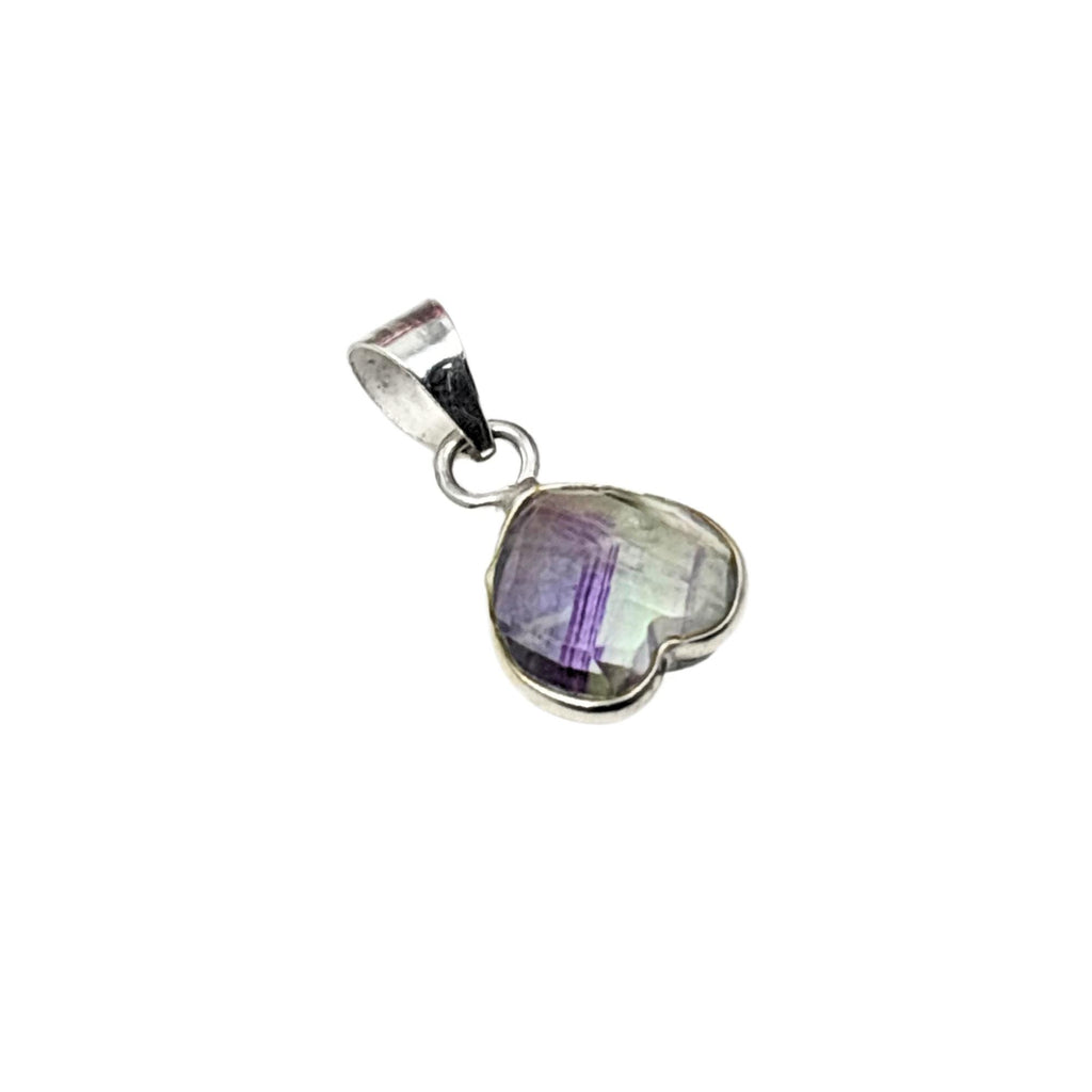 Rainbow Fluorite Heart Pendant in 925 Sterling Silver – Dainty Crystal Necklace Charm, Minimalist Gemstone Jewelry Gift for Her