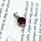 Round Garnet Solitaire Pendant in 925 Sterling Silver – Deep Red January Birthstone Necklace, Minimalist Gemstone Jewelry Gift for Her