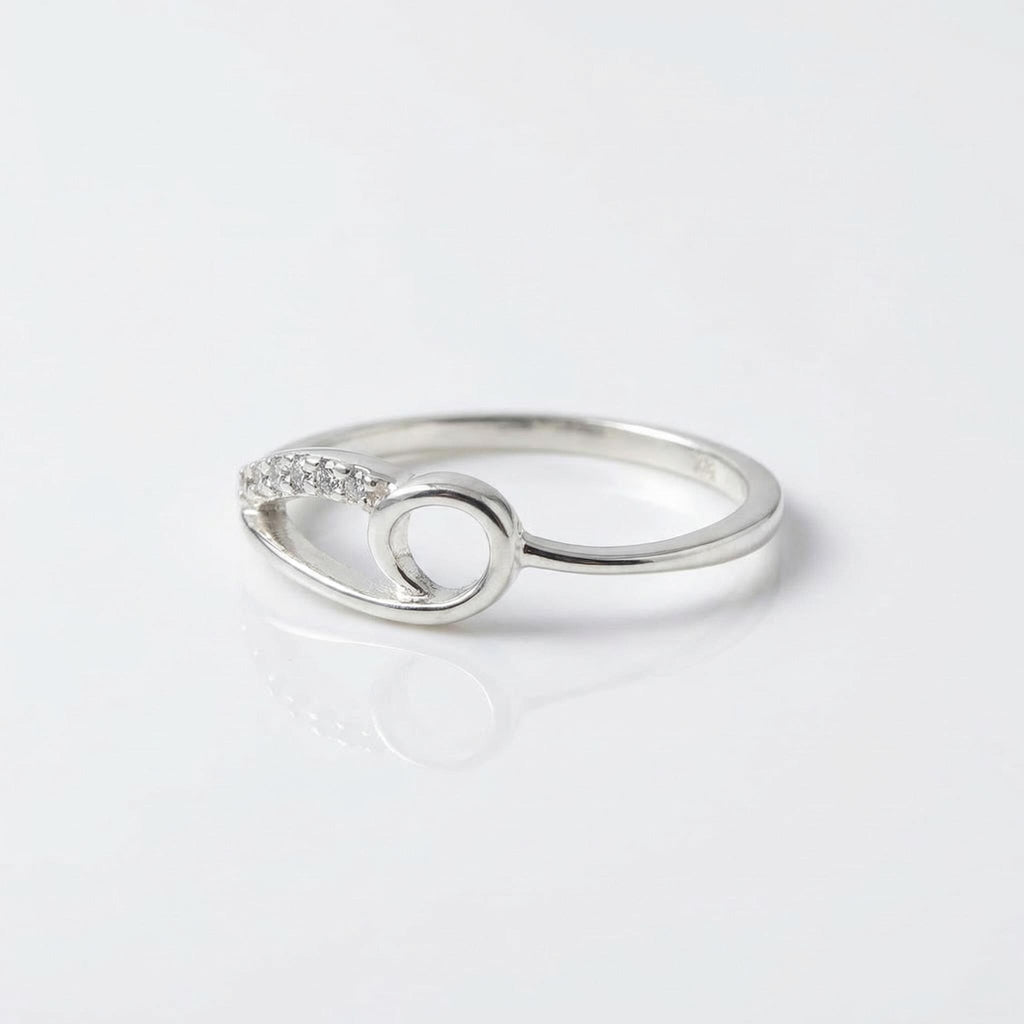 Sterling Silver CZ Infinity Loop Ring, Pavé Band, Dainty Boho Stacker Jewelry