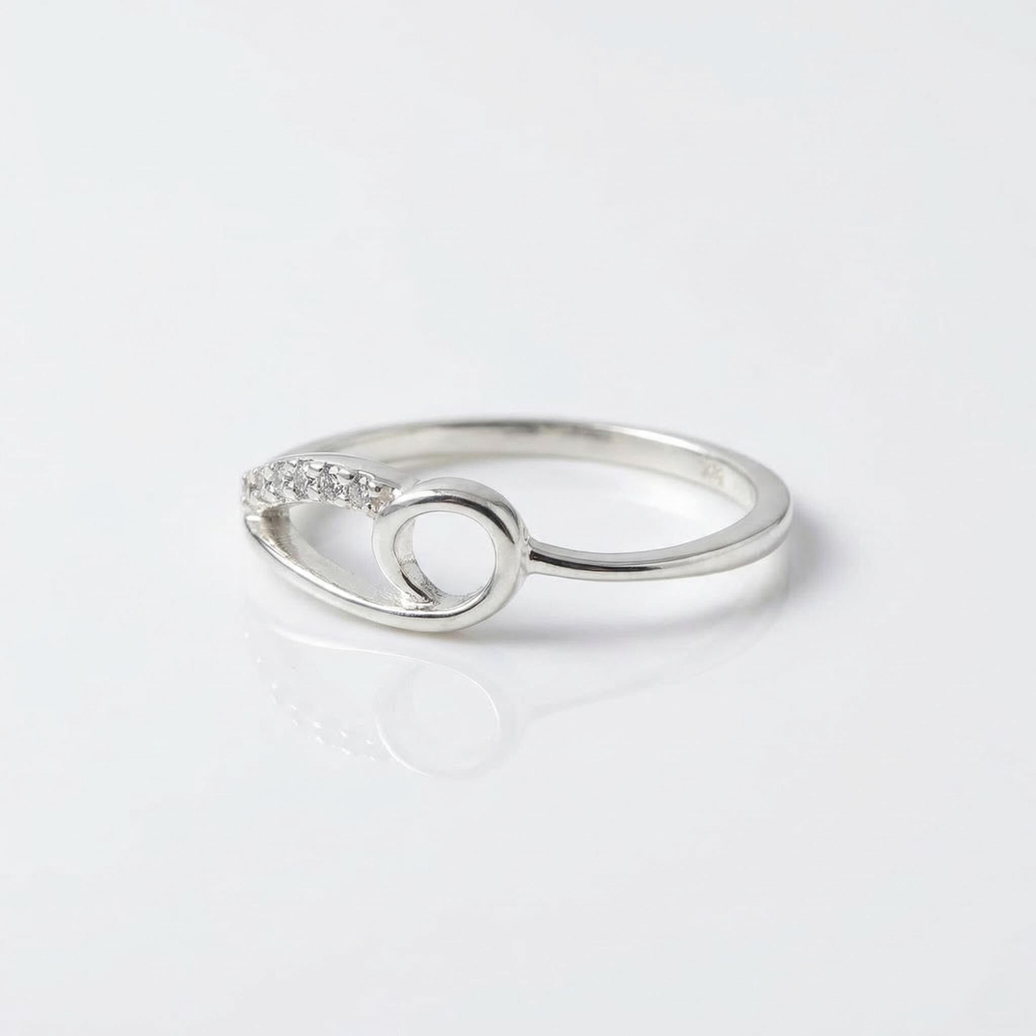 Sterling Silver CZ Infinity Loop Ring, Pavé Band, Dainty Boho Stacker Jewelry