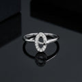925 Sterling Silver Oval CZ Ring, Open Band, Dainty Cubic Zirconia, Stackable Modern Jewelry